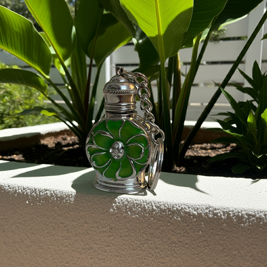 Green Petal Attar Bottle Keychain – 3 ml (Limited Edition)