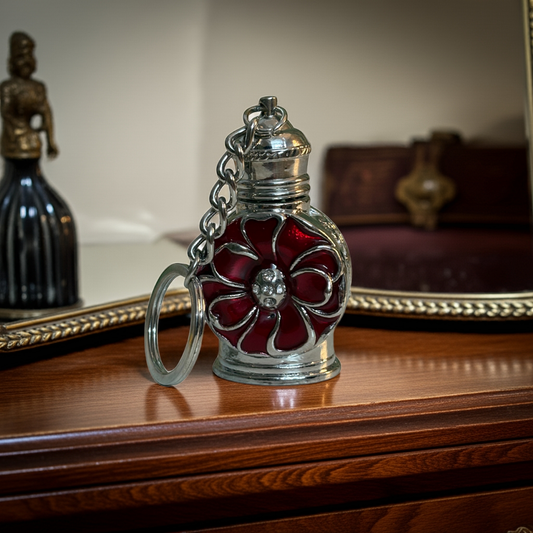 Ruby Petal Attar Bottle Keychain – 3 ml (Limited Edition)